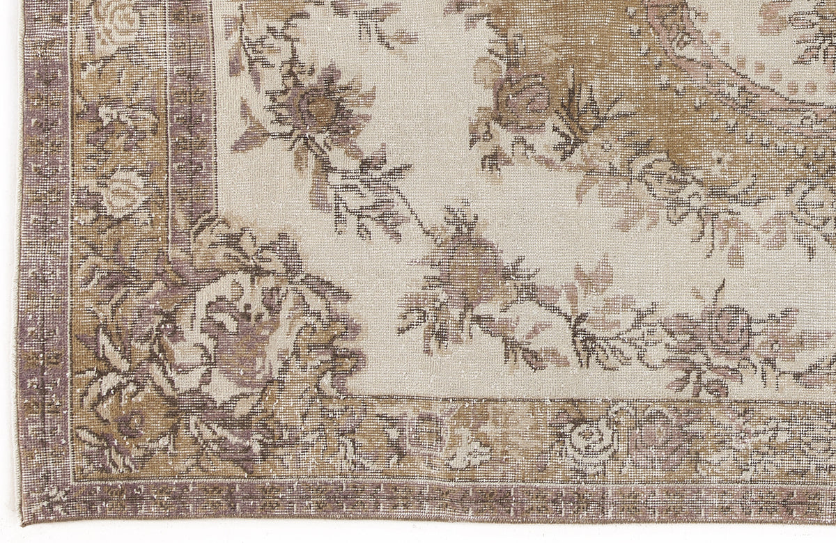 Beige Over Dyed Vintage Rug 5&#39;10&#39;&#39; x 9&#39;9&#39;&#39; ft 177 x 297 cm