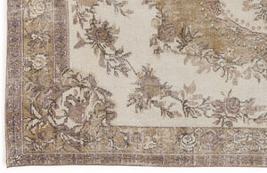 Beige Over Dyed Vintage Rug 5'10'' x 9'9'' ft 177 x 297 cm