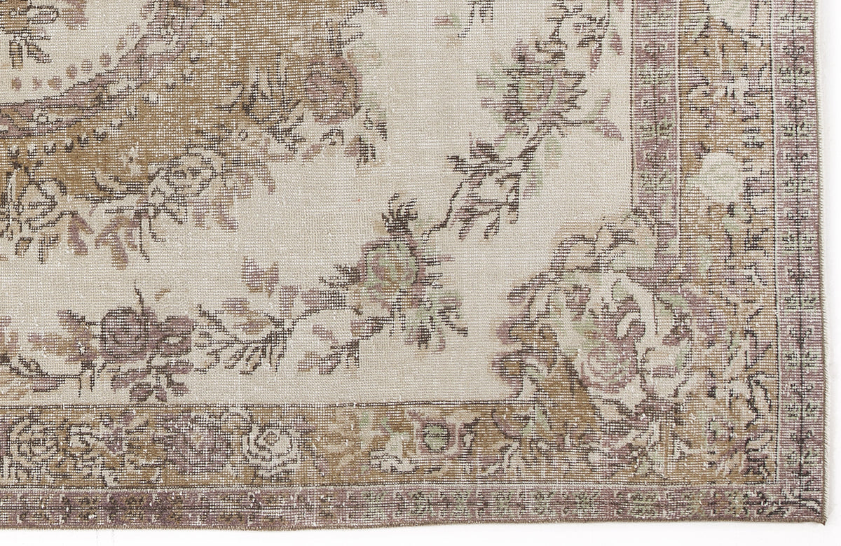 Beige Over Dyed Vintage Rug 5&#39;10&#39;&#39; x 9&#39;9&#39;&#39; ft 177 x 297 cm