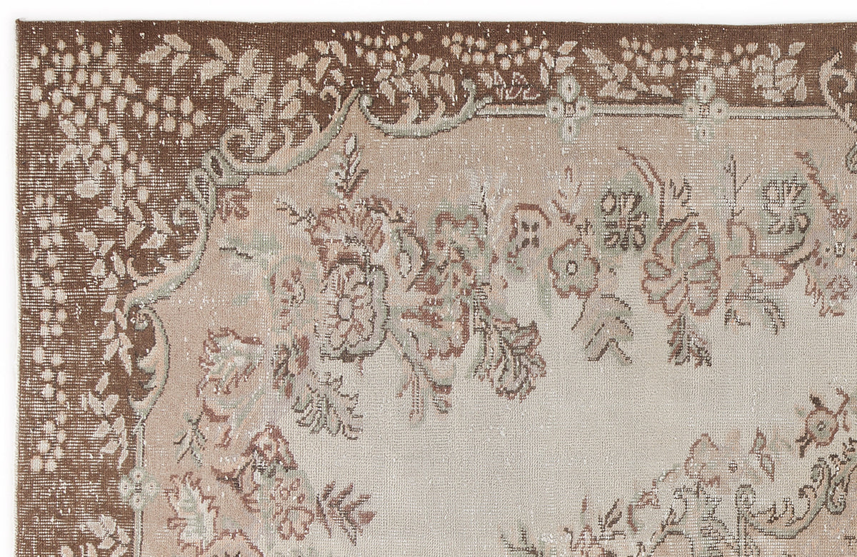 Beige Over Dyed Vintage Rug 6&#39;2&#39;&#39; x 9&#39;5&#39;&#39; ft 188 x 287 cm