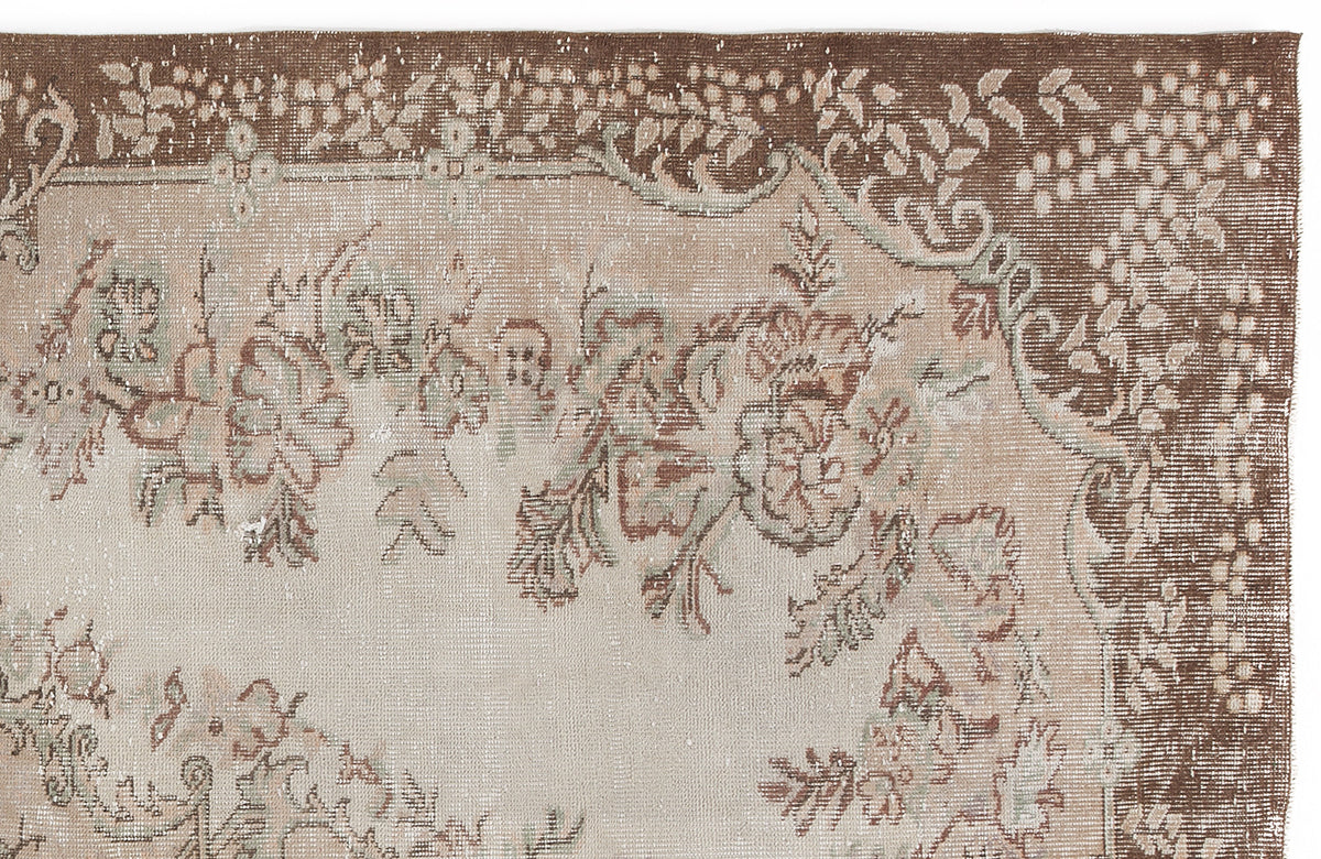 Beige Over Dyed Vintage Rug 6&#39;2&#39;&#39; x 9&#39;5&#39;&#39; ft 188 x 287 cm