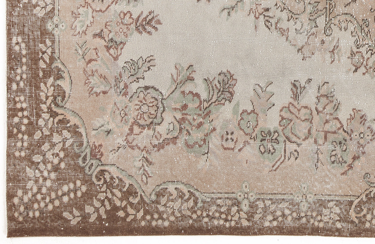 Beige Over Dyed Vintage Rug 6&#39;2&#39;&#39; x 9&#39;5&#39;&#39; ft 188 x 287 cm