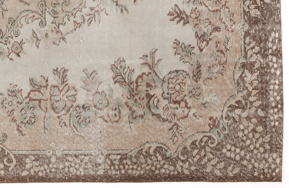 Beige Over Dyed Vintage Rug 6&#39;2&#39;&#39; x 9&#39;5&#39;&#39; ft 188 x 287 cm