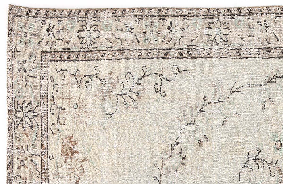 Beige Over Dyed Vintage Rug 5&#39;10&#39;&#39; x 9&#39;9&#39;&#39; ft 179 x 297 cm