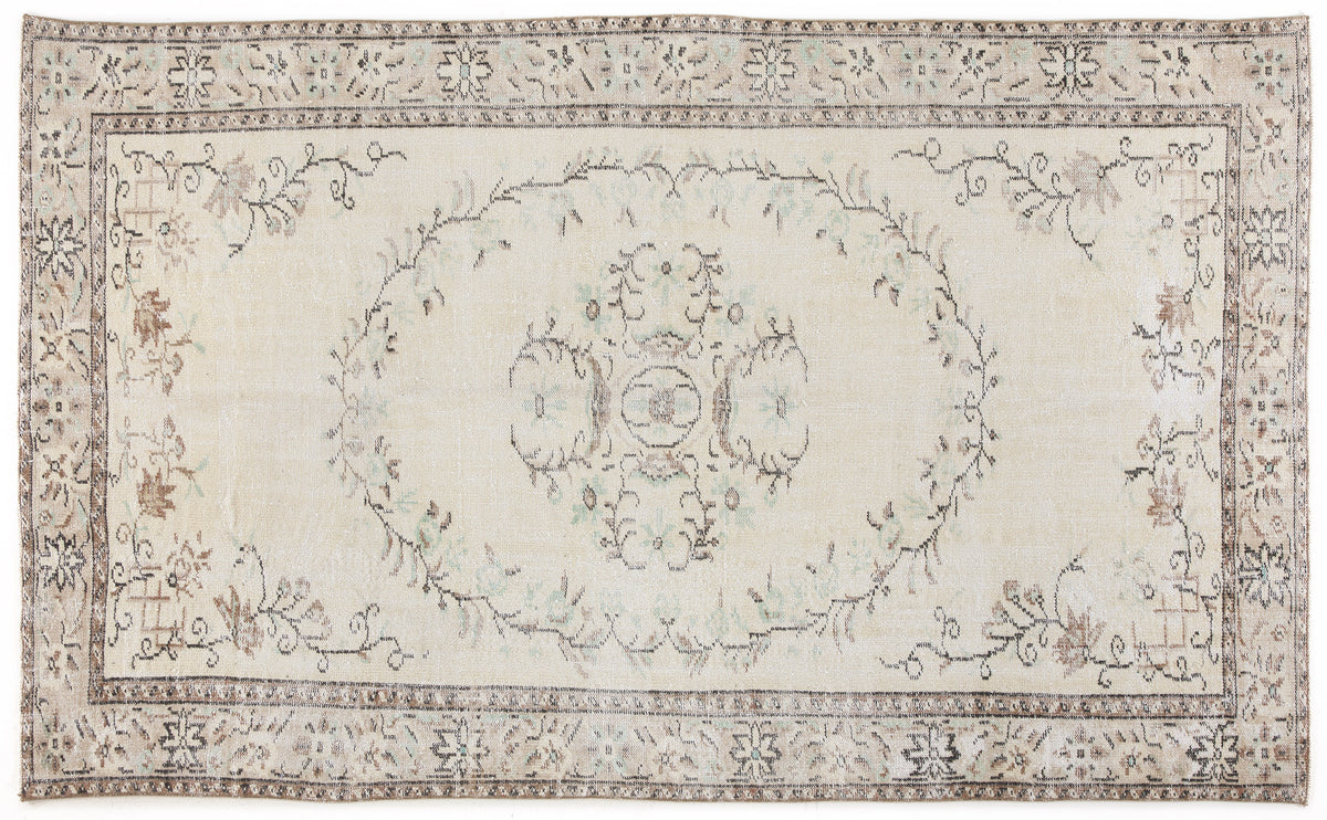 Beige Over Dyed Vintage Rug 5&#39;10&#39;&#39; x 9&#39;9&#39;&#39; ft 179 x 297 cm