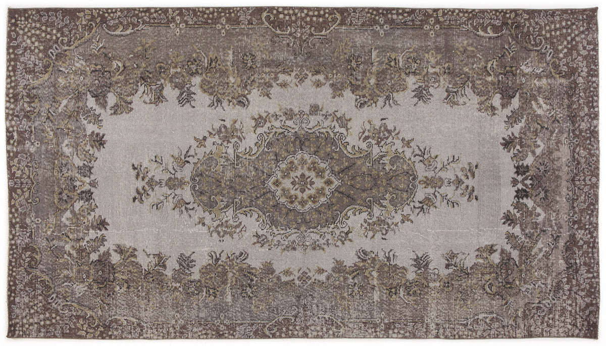 Beige Over Dyed Vintage Rug 5&#39;4&#39;&#39; x 9&#39;7&#39;&#39; ft 162 x 292 cm
