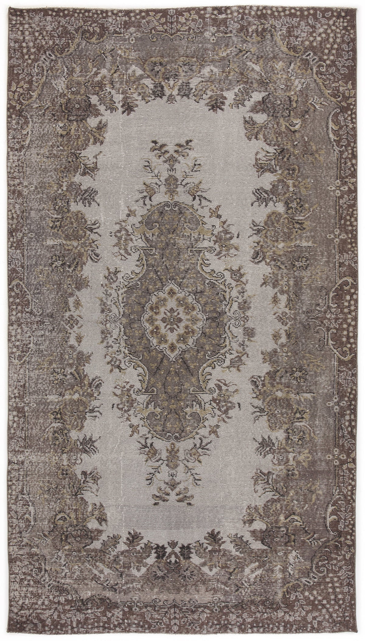 Beige Over Dyed Vintage Rug 5&#39;4&#39;&#39; x 9&#39;7&#39;&#39; ft 162 x 292 cm
