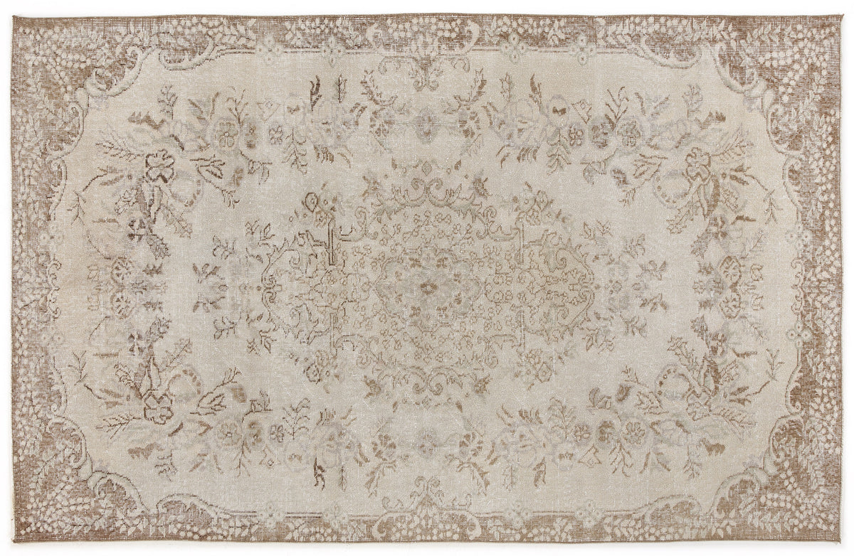 Beige Over Dyed Vintage Rug 5&#39;5&#39;&#39; x 8&#39;8&#39;&#39; ft 165 x 265 cm