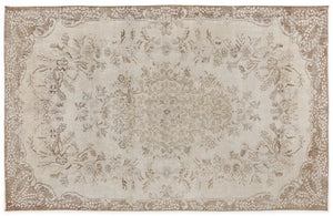 Beige Over Dyed Vintage Rug 5'5'' x 8'8'' ft 165 x 265 cm