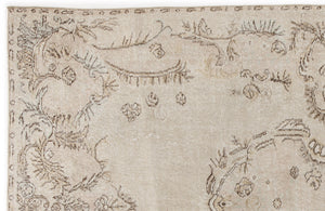 Beige Over Dyed Vintage Rug 5'8'' x 9'6'' ft 173 x 290 cm