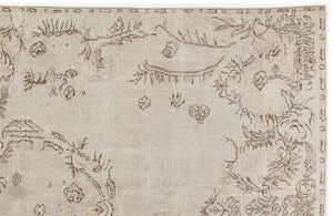 Beige Over Dyed Vintage Rug 5'8'' x 9'6'' ft 173 x 290 cm