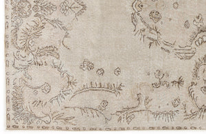 Beige Over Dyed Vintage Rug 5'8'' x 9'6'' ft 173 x 290 cm