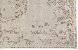 Beige Over Dyed Vintage Rug 5'8'' x 9'6'' ft 173 x 290 cm