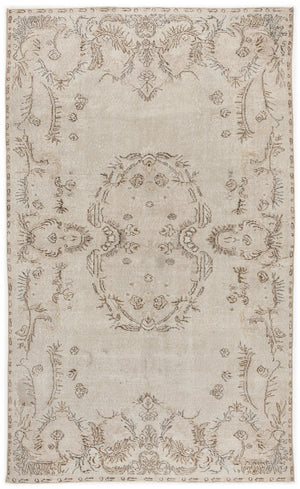 Beige Over Dyed Vintage Rug 5'8'' x 9'6'' ft 173 x 290 cm