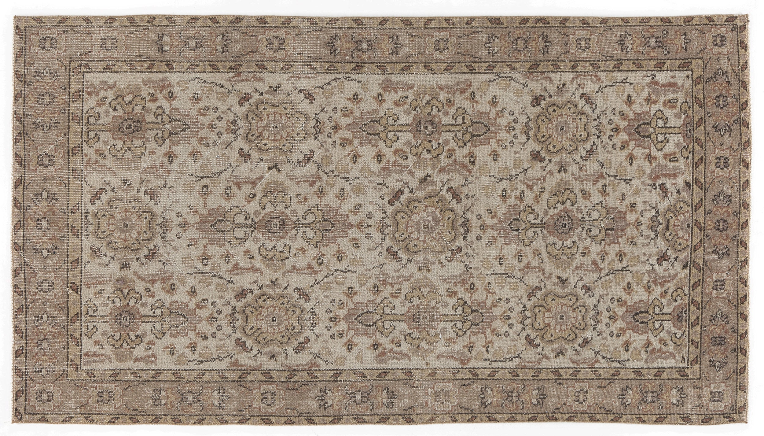 Beige Over Dyed Vintage Rug 3'8'' x 6'8'' ft 112 x 204 cm