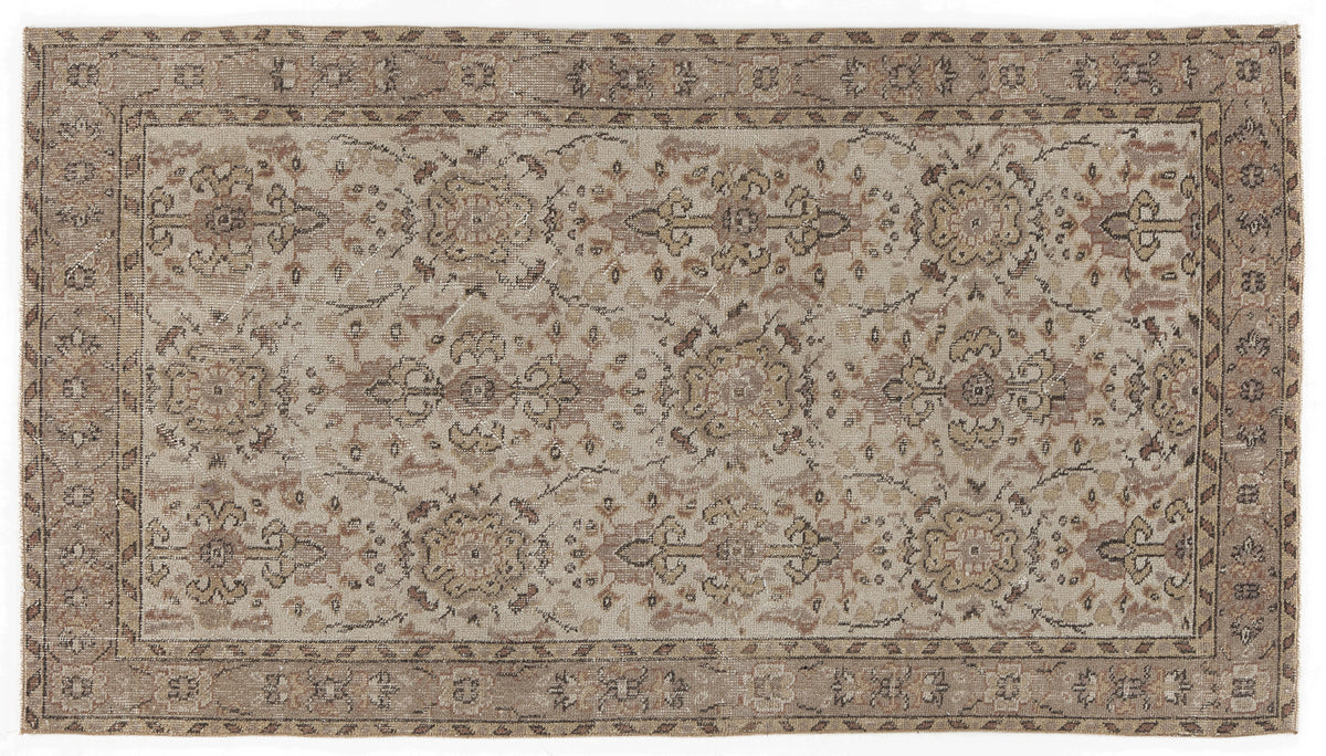 Beige Over Dyed Vintage Rug 3&#39;8&#39;&#39; x 6&#39;8&#39;&#39; ft 112 x 204 cm