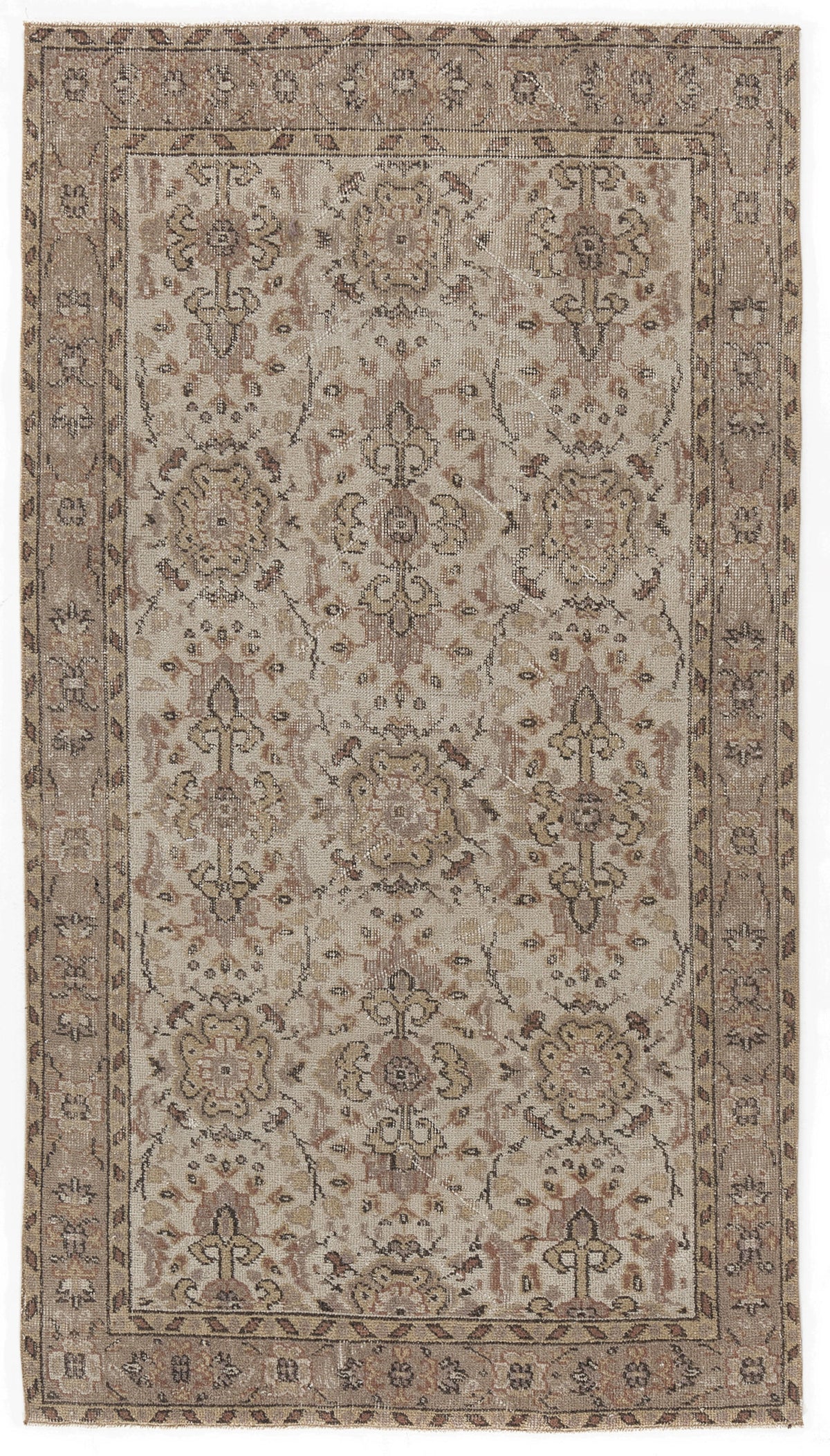 Beige Over Dyed Vintage Rug 3&#39;8&#39;&#39; x 6&#39;8&#39;&#39; ft 112 x 204 cm