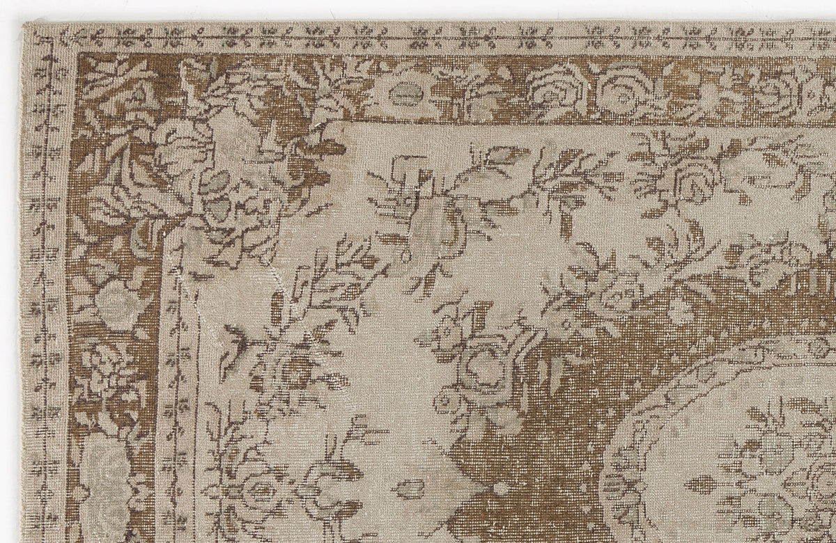 Beige Over Dyed Vintage Rug 6&#39;1&#39;&#39; x 9&#39;3&#39;&#39; ft 185 x 281 cm