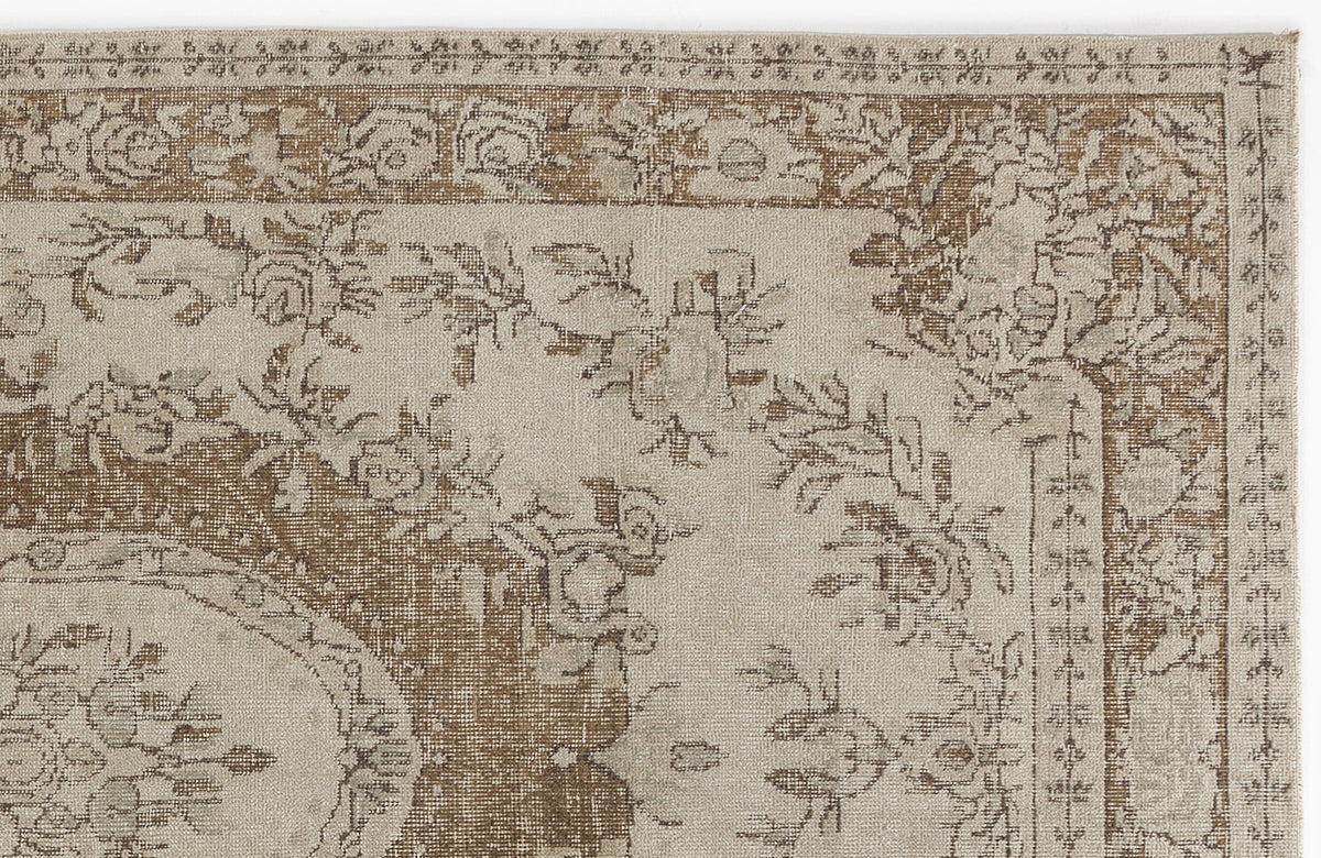 Beige Over Dyed Vintage Rug 6&#39;1&#39;&#39; x 9&#39;3&#39;&#39; ft 185 x 281 cm