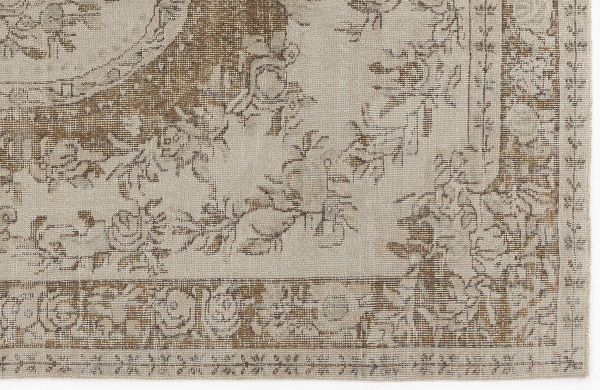 Beige Over Dyed Vintage Rug 6&#39;1&#39;&#39; x 9&#39;3&#39;&#39; ft 185 x 281 cm