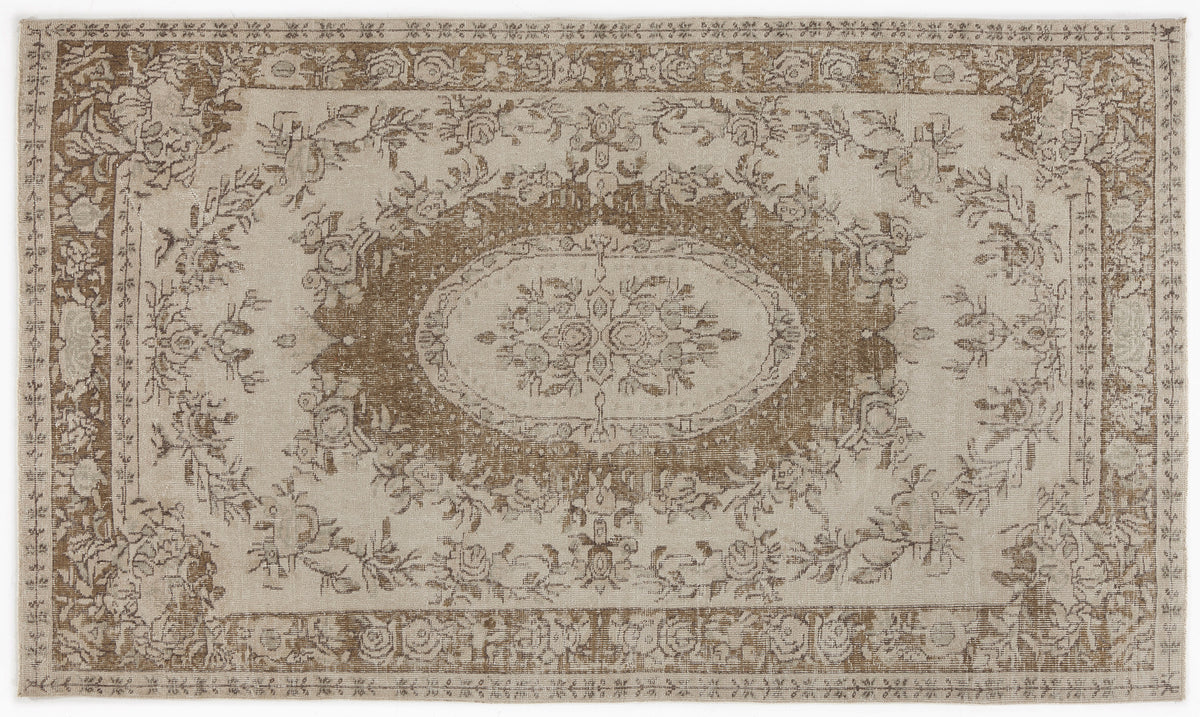 Beige Over Dyed Vintage Rug 6&#39;1&#39;&#39; x 9&#39;3&#39;&#39; ft 185 x 281 cm