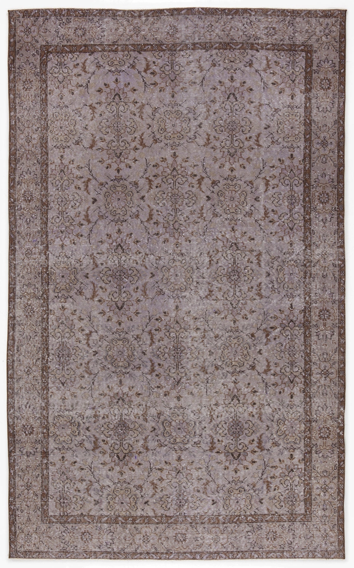 Gray Over Dyed Vintage Rug 5&#39;8&#39;&#39; x 9&#39;5&#39;&#39; ft 172 x 287 cm