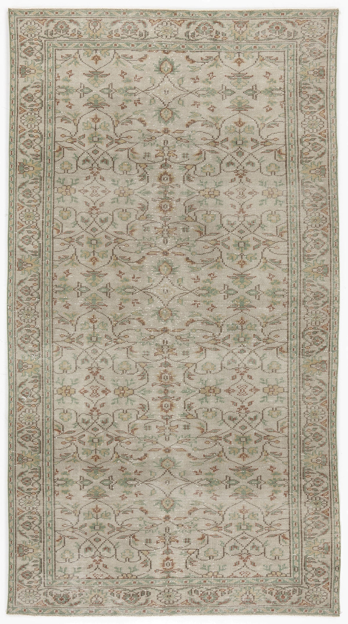 Beige Over Dyed Vintage Rug 5&#39;1&#39;&#39; x 9&#39;1&#39;&#39; ft 155 x 278 cm