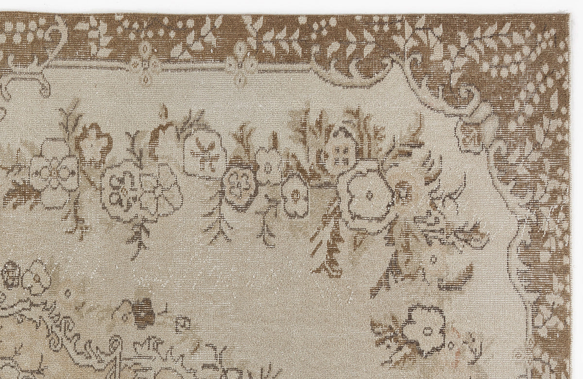 Beige Over Dyed Vintage Rug 6&#39;1&#39;&#39; x 9&#39;1&#39;&#39; ft 186 x 276 cm
