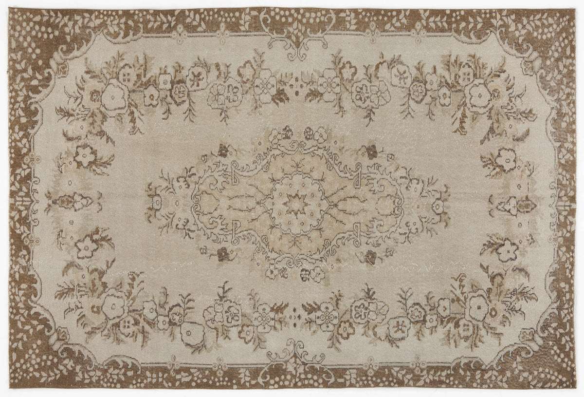 Beige Over Dyed Vintage Rug 6&#39;1&#39;&#39; x 9&#39;1&#39;&#39; ft 186 x 276 cm