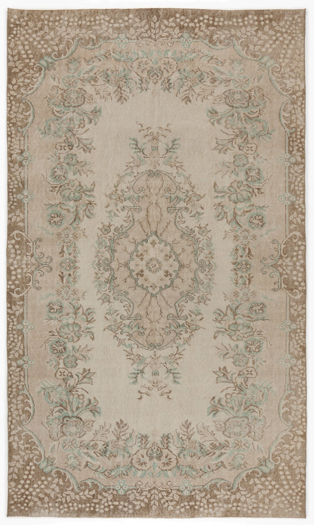 Beige Over Dyed Vintage Rug 5&#39;7&#39;&#39; x 9&#39;6&#39;&#39; ft 170 x 290 cm