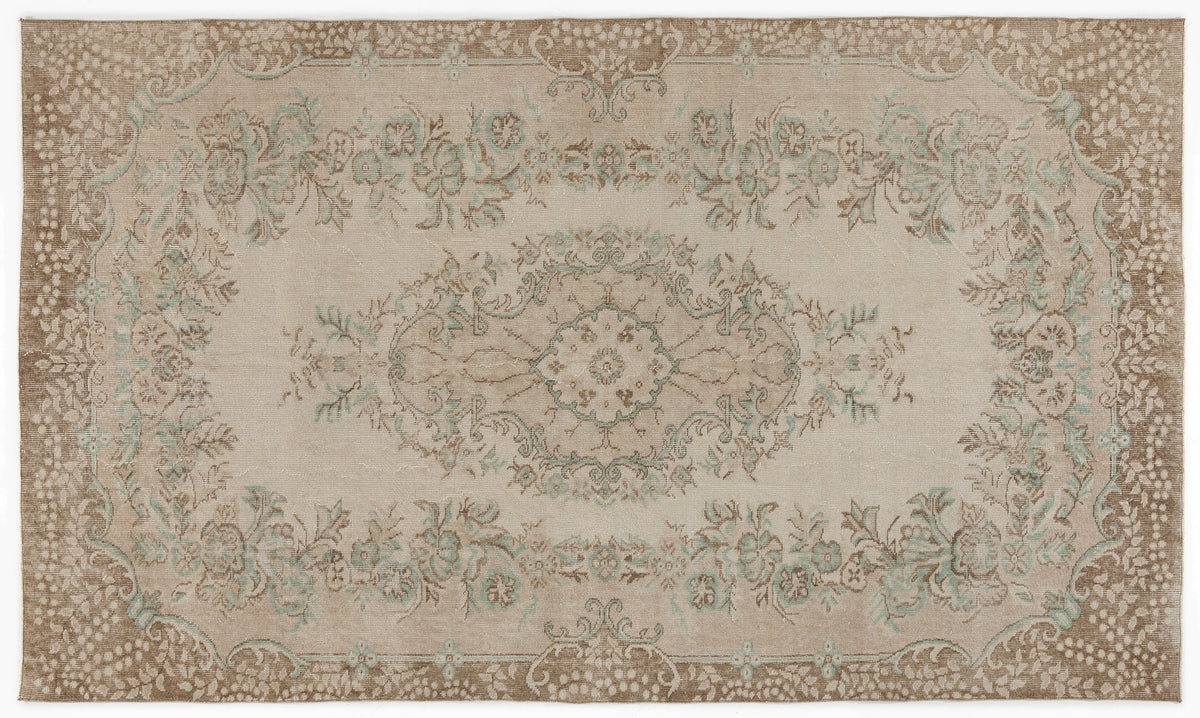 Beige Over Dyed Vintage Rug 5&#39;7&#39;&#39; x 9&#39;6&#39;&#39; ft 170 x 290 cm