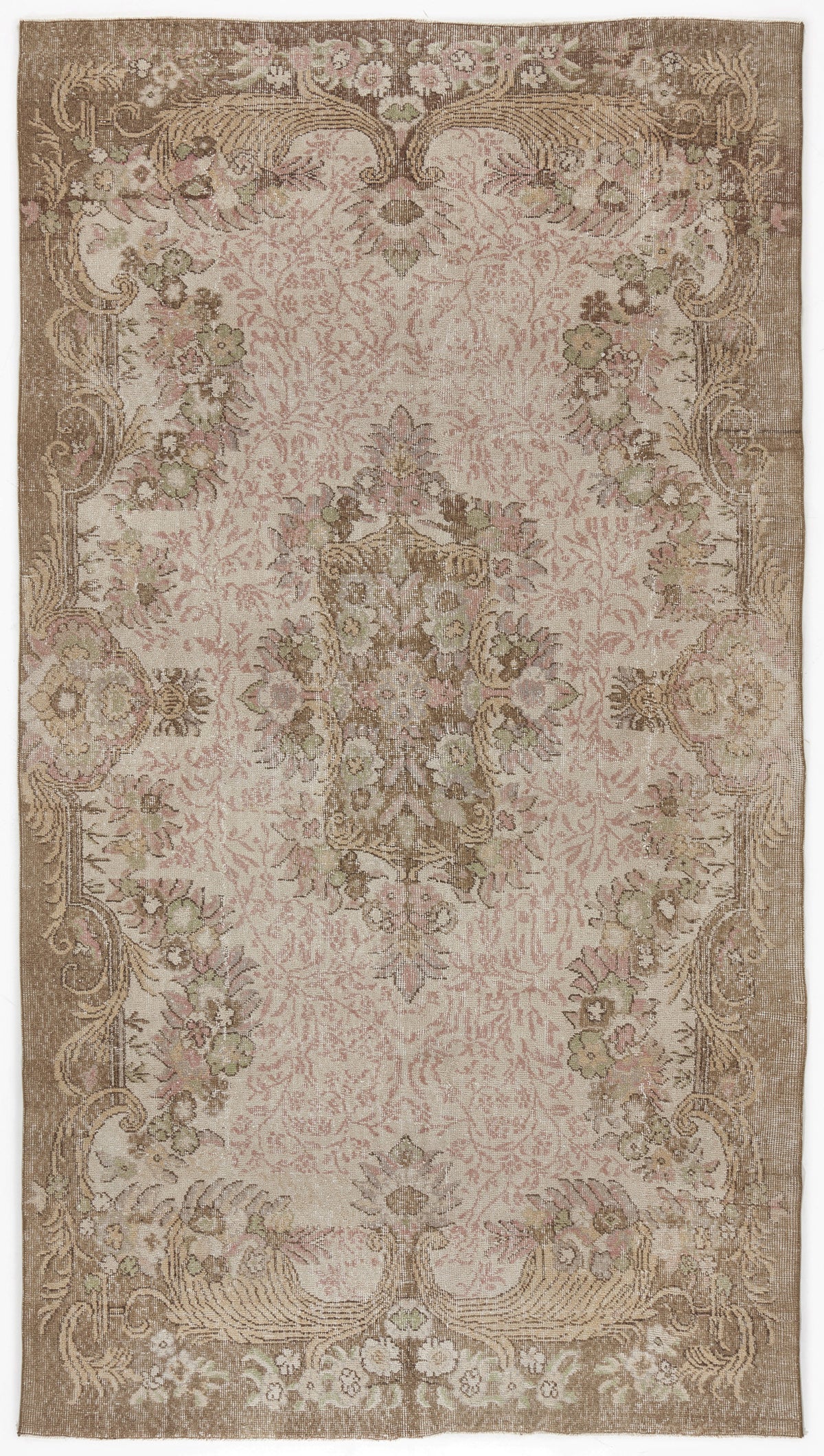 Beige Over Dyed Vintage Rug 5&#39;9&#39;&#39; x 10&#39;3&#39;&#39; ft 174 x 313 cm