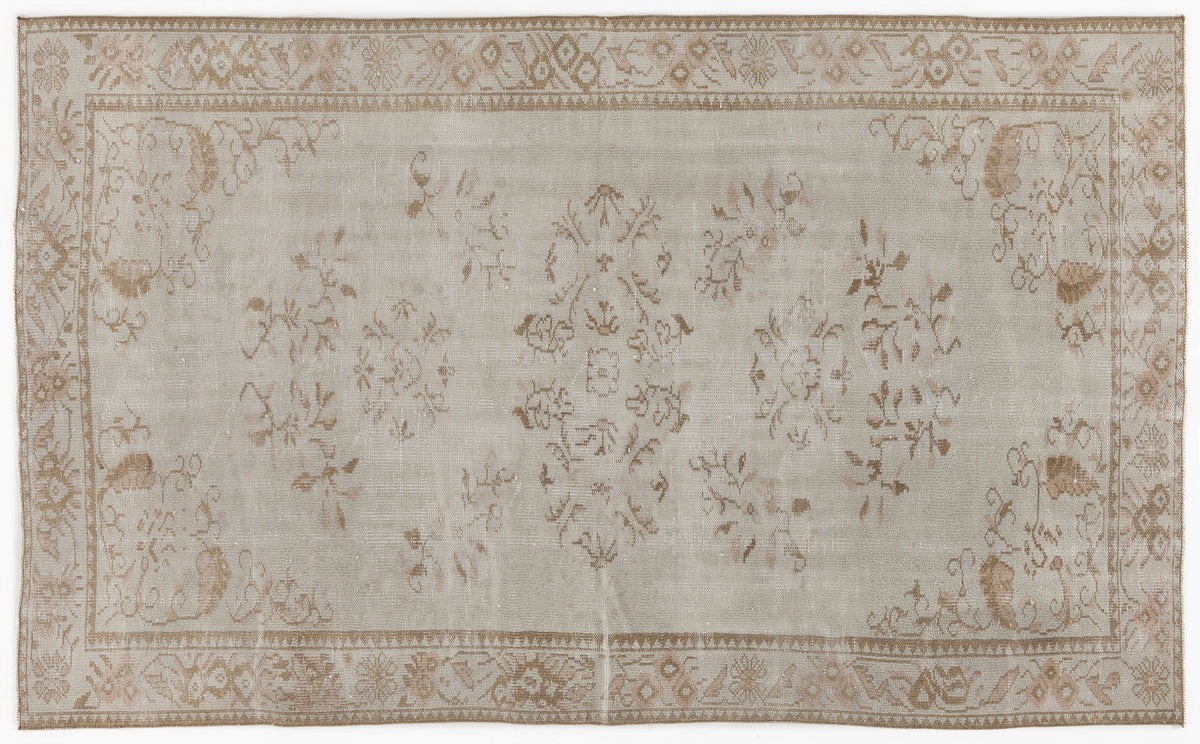 Beige Over Dyed Vintage Rug 5&#39;3&#39;&#39; x 8&#39;8&#39;&#39; ft 160 x 264 cm