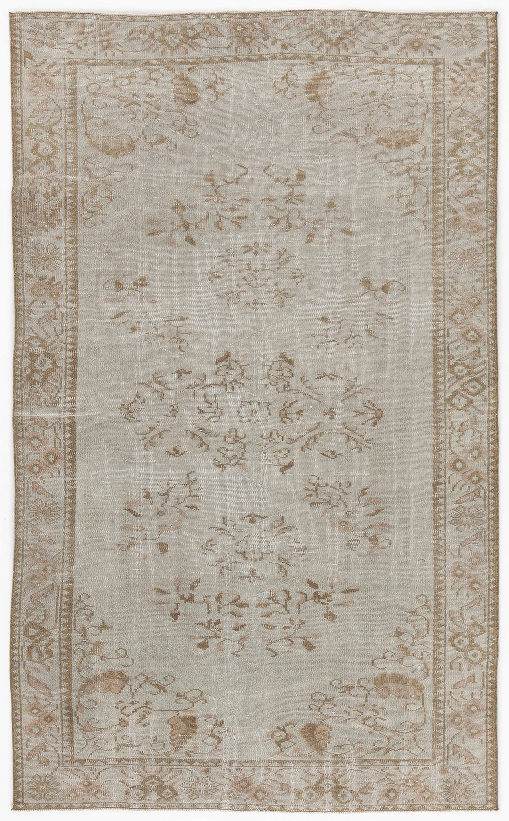 Beige Over Dyed Vintage Rug 5'3'' x 8'8'' ft 160 x 264 cm