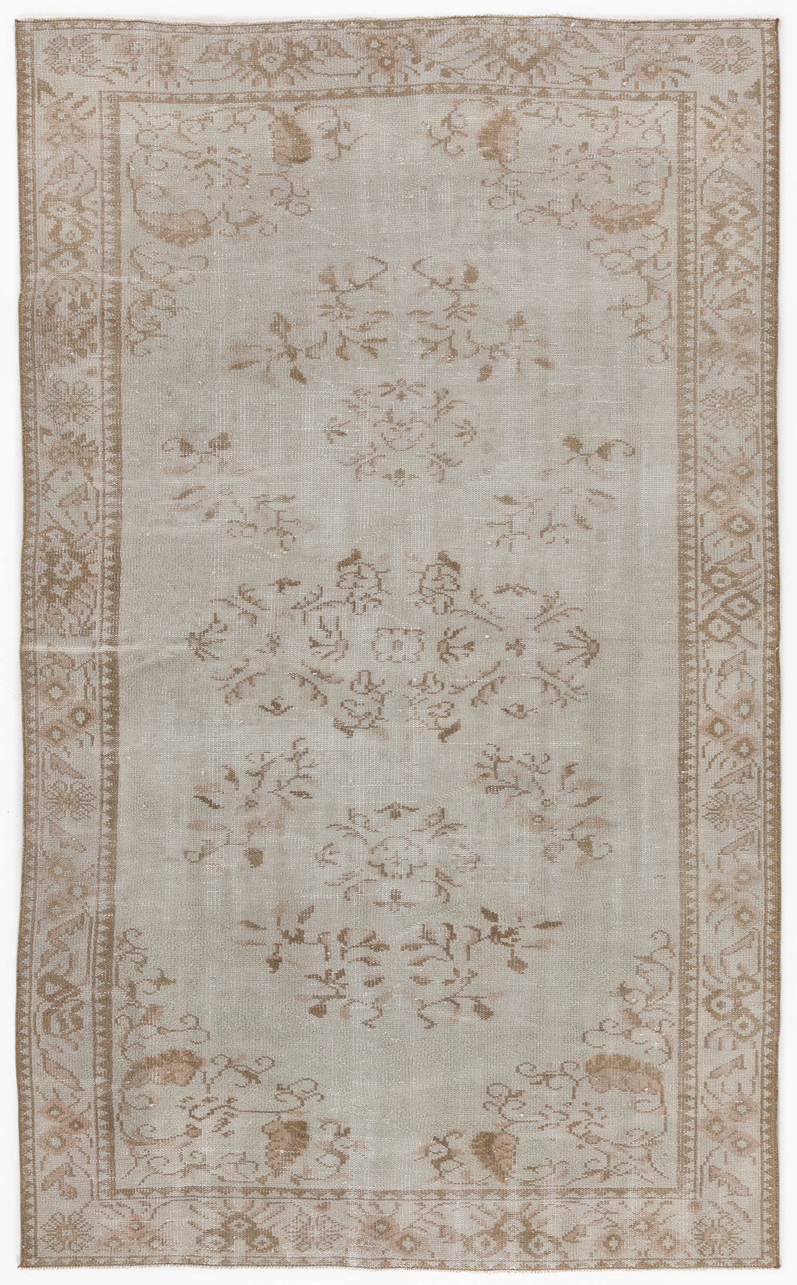 Beige Over Dyed Vintage Rug 5'3'' x 8'8'' ft 160 x 264 cm