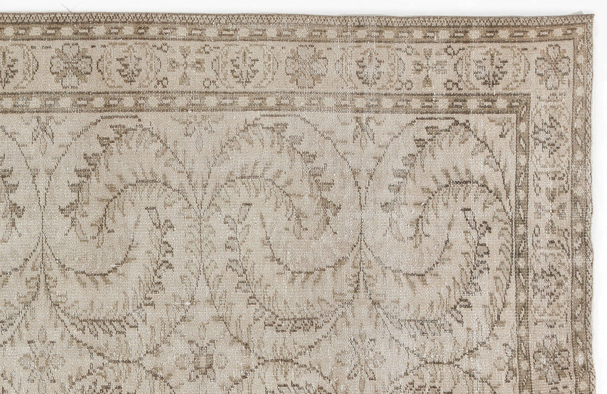 Beige Over Dyed Vintage Rug 5&#39;4&#39;&#39; x 8&#39;11&#39;&#39; ft 163 x 273 cm