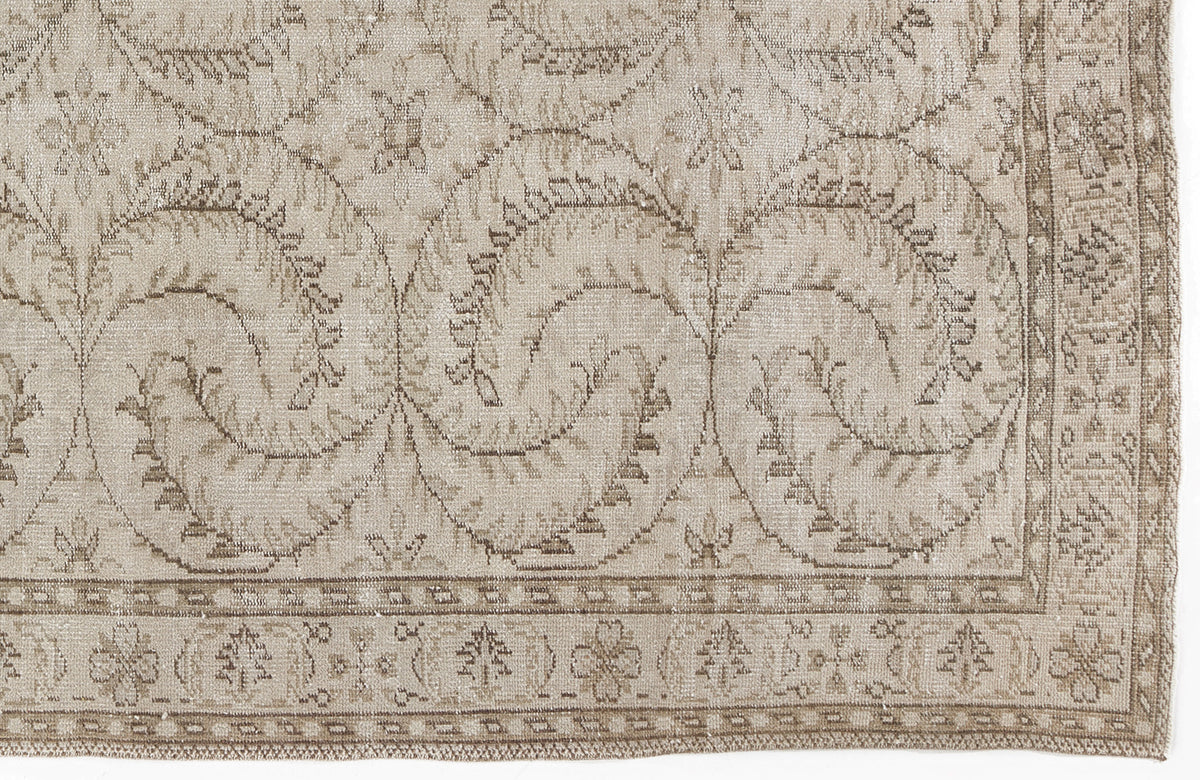 Beige Over Dyed Vintage Rug 5&#39;4&#39;&#39; x 8&#39;11&#39;&#39; ft 163 x 273 cm