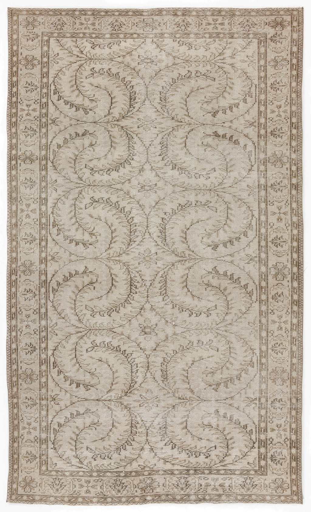 Beige Over Dyed Vintage Rug 5'4'' x 8'11'' ft 163 x 273 cm