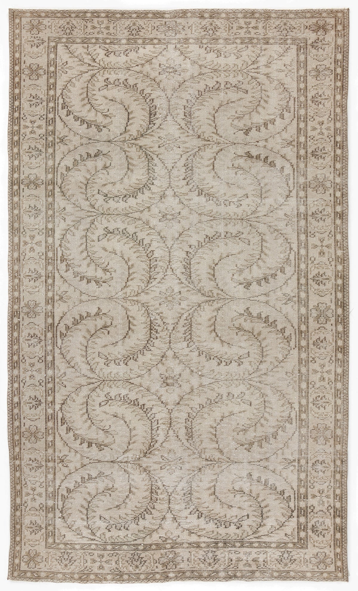 Beige Over Dyed Vintage Rug 5&#39;4&#39;&#39; x 8&#39;11&#39;&#39; ft 163 x 273 cm