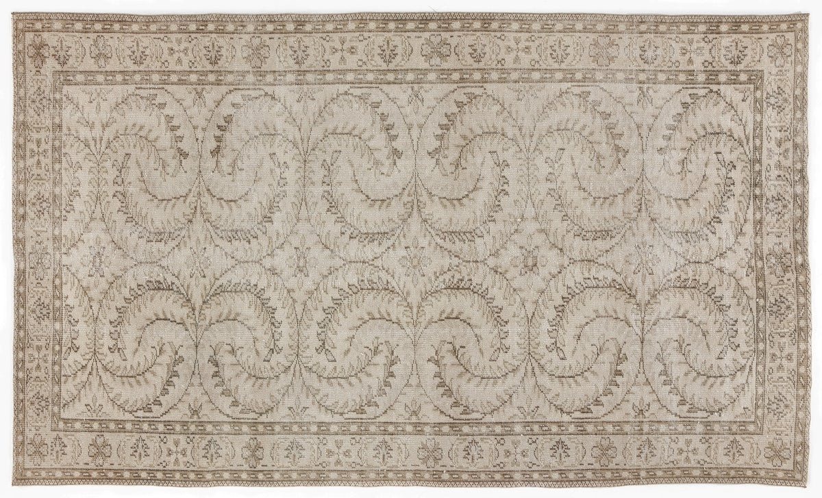 Beige Over Dyed Vintage Rug 5&#39;4&#39;&#39; x 8&#39;11&#39;&#39; ft 163 x 273 cm