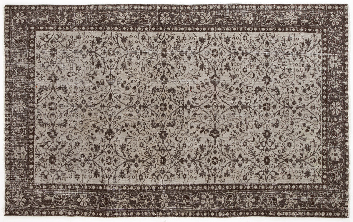Beige Over Dyed Vintage Rug 5&#39;2&#39;&#39; x 8&#39;5&#39;&#39; ft 158 x 257 cm