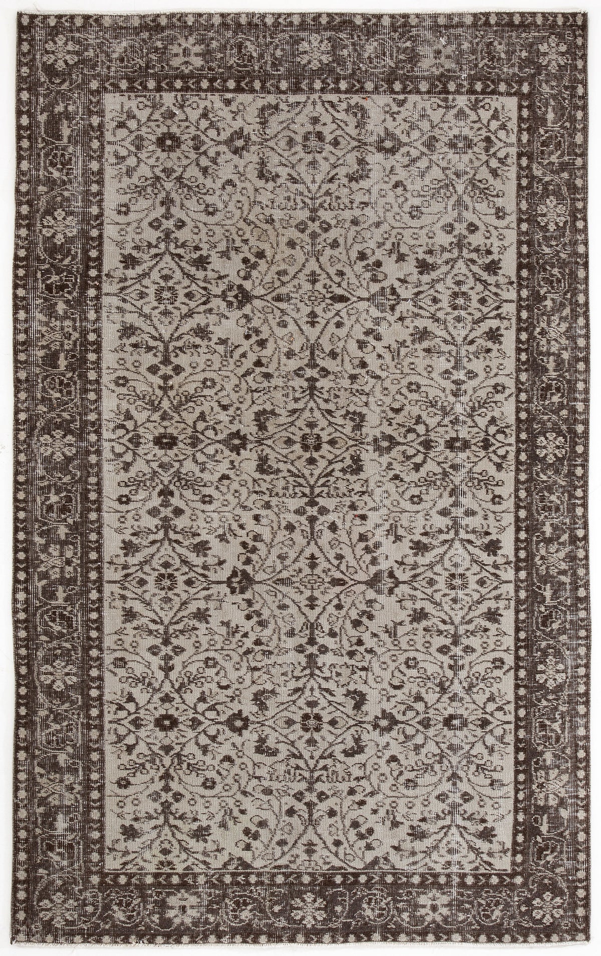 Beige Over Dyed Vintage Rug 5&#39;2&#39;&#39; x 8&#39;5&#39;&#39; ft 158 x 257 cm