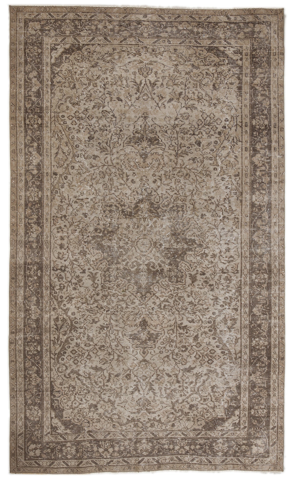 Beige Over Dyed Vintage Rug 5&#39;3&#39;&#39; x 10&#39;6&#39;&#39; ft 160 x 320 cm