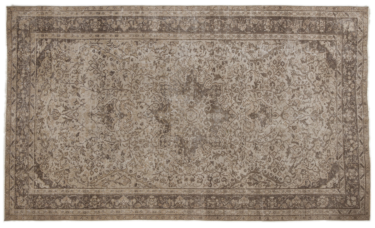 Beige Over Dyed Vintage Rug 5&#39;3&#39;&#39; x 10&#39;6&#39;&#39; ft 160 x 320 cm