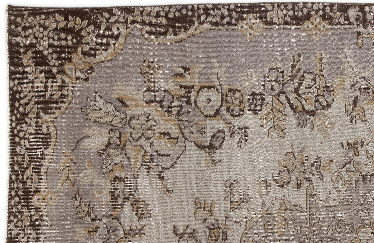 Beige Over Dyed Vintage Rug 5&#39;4&#39;&#39; x 8&#39;6&#39;&#39; ft 162 x 260 cm