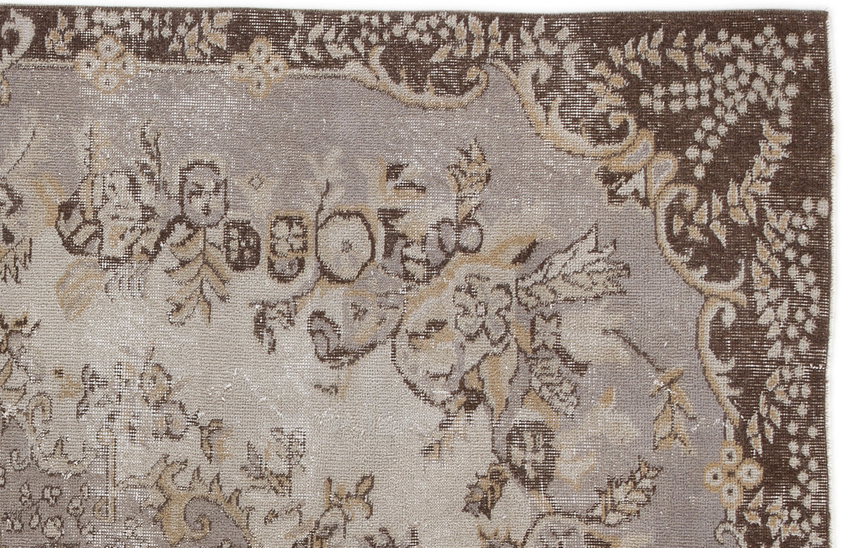 Beige Over Dyed Vintage Rug 5&#39;4&#39;&#39; x 8&#39;6&#39;&#39; ft 162 x 260 cm