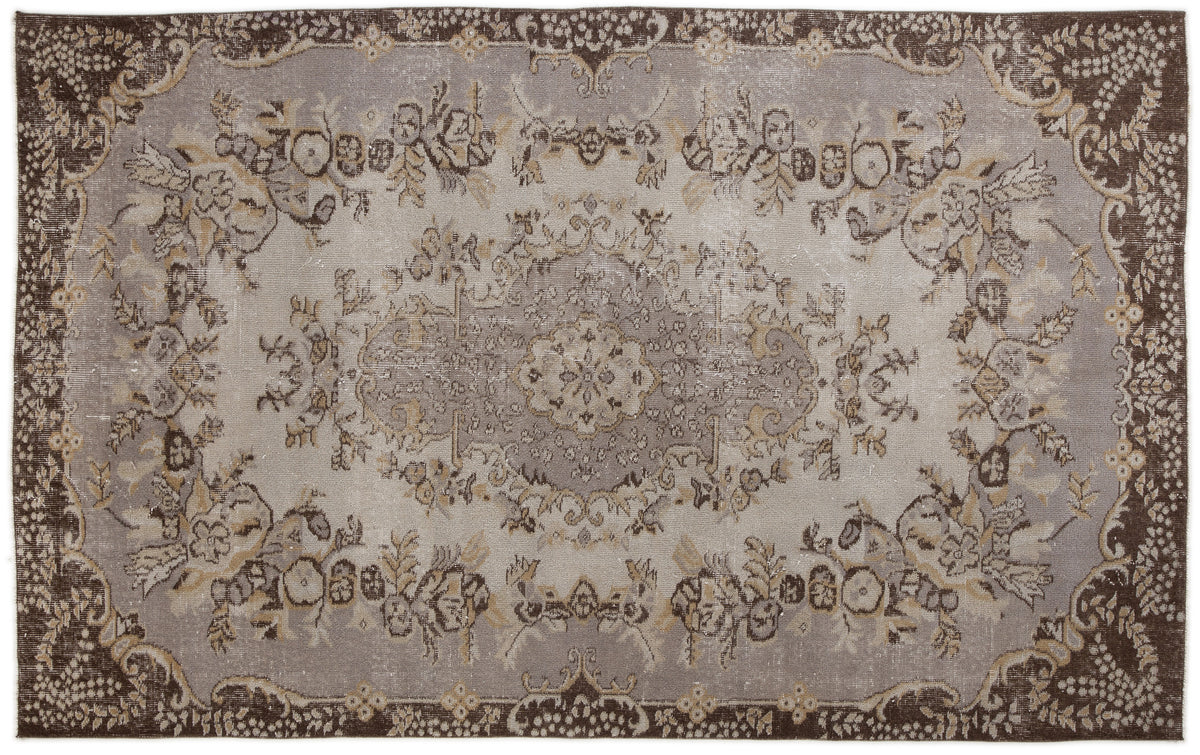 Beige Over Dyed Vintage Rug 5&#39;4&#39;&#39; x 8&#39;6&#39;&#39; ft 162 x 260 cm