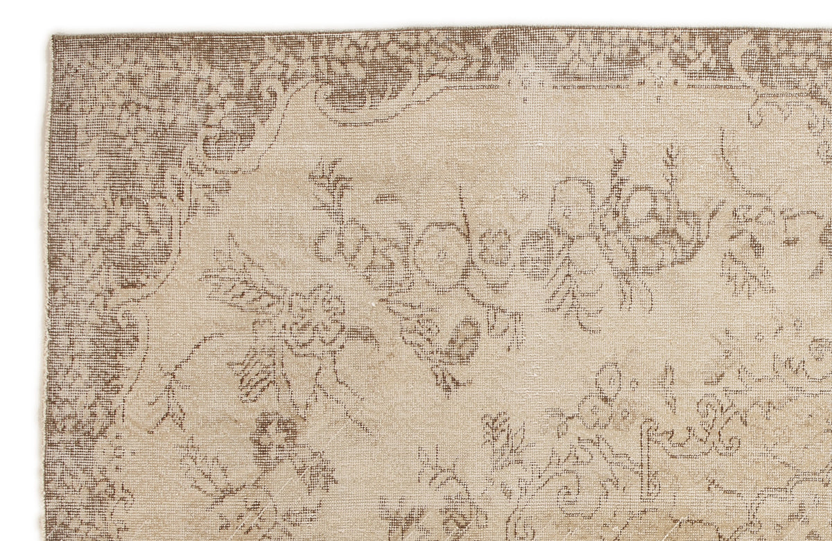 Beige Over Dyed Vintage Rug 5&#39;7&#39;&#39; x 8&#39;12&#39;&#39; ft 170 x 274 cm