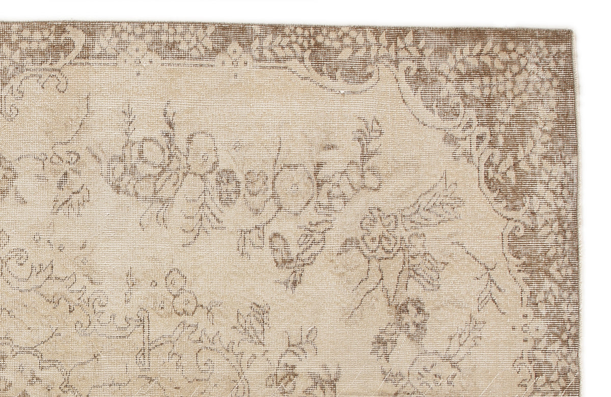 Beige Over Dyed Vintage Rug 5&#39;7&#39;&#39; x 8&#39;12&#39;&#39; ft 170 x 274 cm