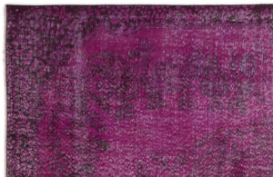 Fuchsia Over Dyed Vintage Rug 5'8'' x 9'1'' ft 172 x 277 cm